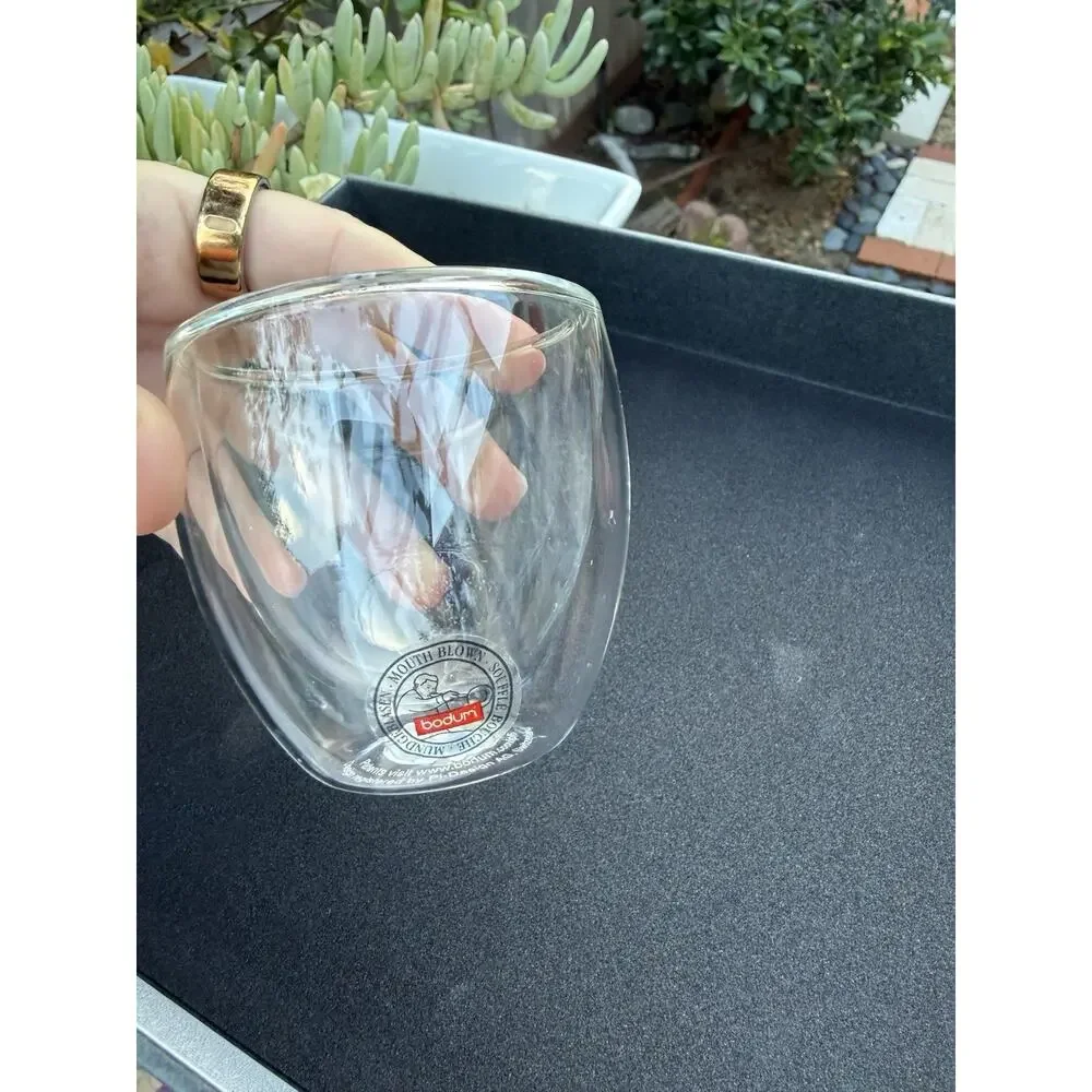 Bodum PAVINA Double Wall Espresso Shot Glasses Clear 2.5 Oz Set of 4 Mouth Blown